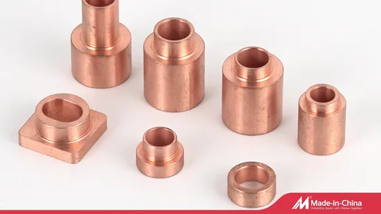 Custom Precision Flanged Sleeve Copper Brass Guide Bronze Bushing for Bearing, CNC Machining Parts Red Copper Sleeves