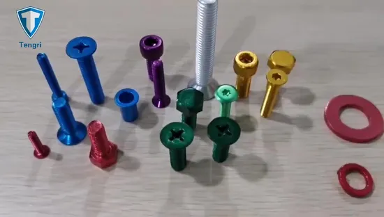 Anodized Aluminum 7075 Fasteners Hollow Rivet Flat Head Socket Cap Screws Hex Bolts Hex Nut Flat Washers Thumb Screw Allen Bolt for Chemical Industry in Stock 